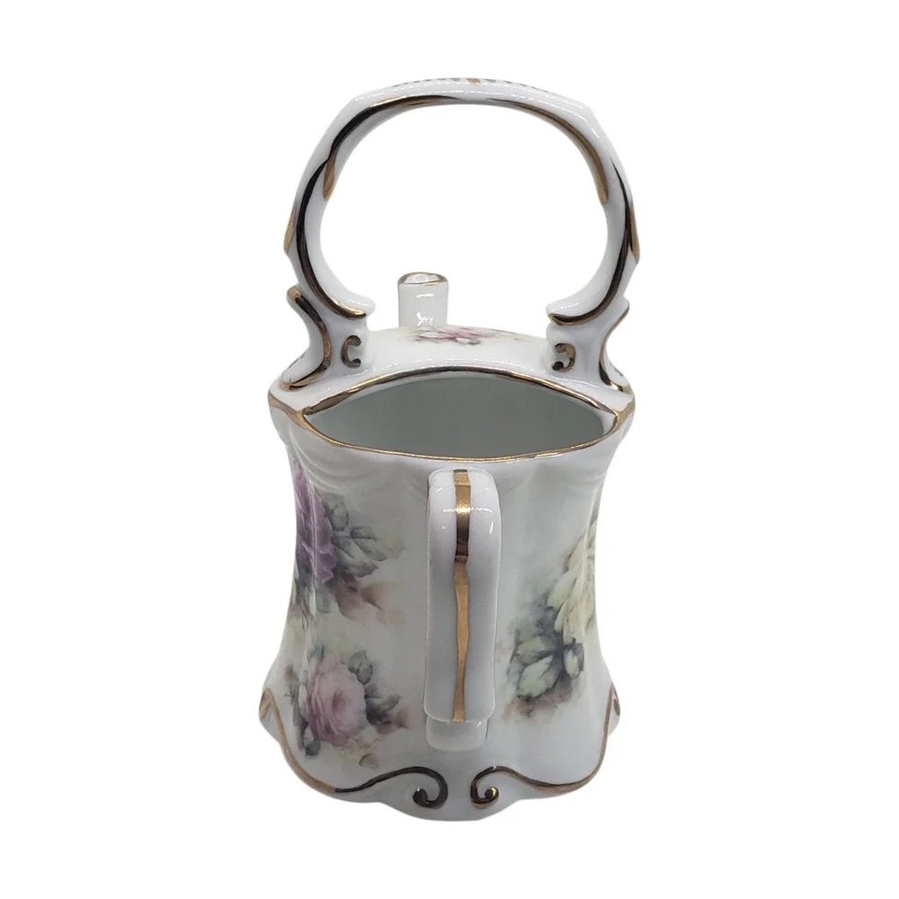 Vintage Limoges France Hand Painted Porcelain Watering Can Teapot Floral Roses
